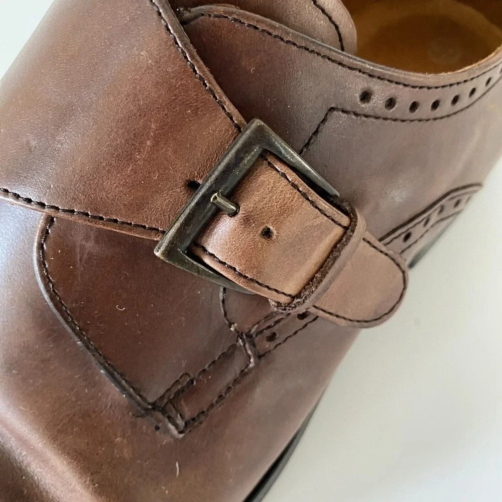 Sir Edward Oxford‎ Shoes Sz 10.5 Brown Leather Monk Strap Made in Italy